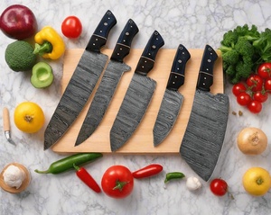 5 PCS Handmade Damascus Steel Chef <b>Knife</b> Set Premium Eco-Friendly Ambidextrous <b>Kitchen</b> <b>Knife</b> Set Wood Handles OEM Wholesale - Product Image 2