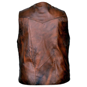 Chaleco de Motocicleta de Cuero Genuino para Hombre, con Correa Lateral Ajustable, Cierre de Cremallera, Ropa Exterior Cortavientos para Conducir en Invierno - Product Image 5