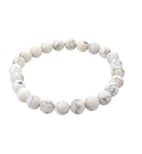 Pulsera de cristal Howlite con cuentas redondas de 8 mm, piedra de cristal, joyería de moda para hombres y mujeres, regalo energético - Product Image 6