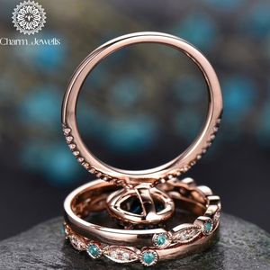 Bague de fiançailles Charm_Jewells pour femme en argent plaqué or rose 18 carats avec moissanite taille coussin sertie à griffes style classique - Product Image 3