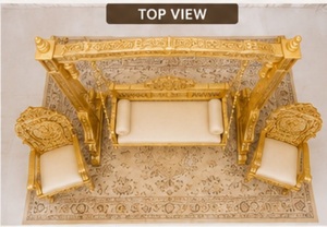 Columpio nupcial dorado con sillas a juego para novios, ideal para eventos Walima, columpio nupcial musulmán para decoración de escenarios de bodas de destino - Product Image 6