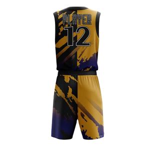 Uniformes de basket-ball personnalisés respirants en polyester 100% de haute qualité pour hommes Style avec nom d'équipe - Product Image 4
