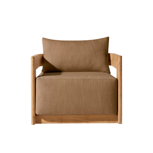 Outdoor Lounge <b>Sofa</b> Chair Fabric Upholstered Garden Armchair <b>Wooden</b> <b>Frame</b> Patio Seating - Product Image 3