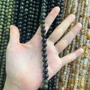 Perles rondes en jaspe vert foncé naturel, pierres précieuses énergétiques pour bracelet, collier, bijoux DIY, lot en vrac - Product Image 5