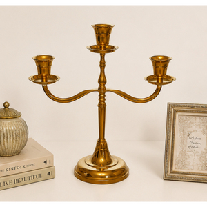 Candelabro Vintage Dorado de 3 Brazos, Centro de Mesa de Metal y Latón, Portavelas para Decoración de Mesa de Boda y Suministros para Fiestas y Eventos - Product Image 2
