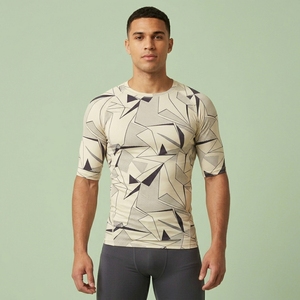 <b>Custom</b> Men High Performance <b>Compression</b> <b>Shirt</b> Half Sleeve Running Training Athletic Sportswear - Product Image 1