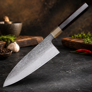 Professional Japanese Style Kitchen Knife Stainless Steel Slicing Knife Wooden Handle Chef Knife Wholesale OEM ODM Private Label - Product Image 1