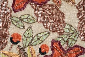 Napperon de table artisanal bohème en tissu perlé durable, motif feuille d'automne, 400 mm de diamètre, fabriqué en Inde, tapis décoratifs d'extérieur - Product Image 6