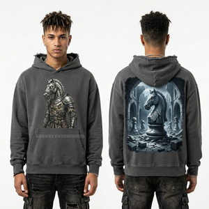 Sudadera con capucha para hombre, personalizada, morado lila, con lavado ácido, diseño de esqueleto artístico y gráfico de salpicaduras de pintura, estilo streetwear, desgastada y rasgada, tipo jersey - Product Image 3