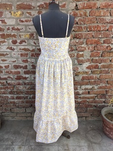 Vestido indio de algodón estampado a mano, muy vendido, 100% bordado floral, estilo casual, largo maxi, a precio de fábrica. - Product Image 4