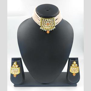 Green NS237 Fine Jewelry <b>Set</b> Gold-Plated Kundan <b>and</b> Beads <b>Necklace</b> for <b>Bridal</b> Ethnic Designer <b>Earring</b> for Wedding - Product Image 2