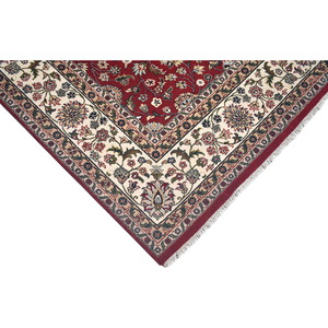 Tapis persan en laine rouge cramoisi noué à la main, motif floral traditionnel, à poils ras, tapis de luxe pour salon - Product Image 4