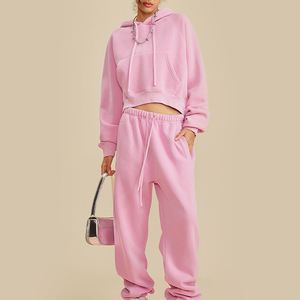 Sudadera con capucha corta raglán personalizada para mujer, de algodón y felpa, para invierno, gimnasio, fitness, casual, exterior, estilo urbano - Product Image 2