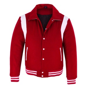TOPEAK SPORTS 100%Custom-Made Red Wool Stand Collar Stripe Varsity <b>Jacket</b> Front Logo Windproof Breathable Winter <b>Heated</b> <b>Jackets</b> - Product Image 5