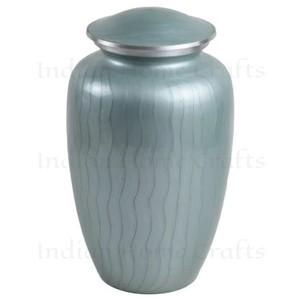 Grey Brass Cremation Urn Round Ashes <b>Memorial</b> <b>Keepsake</b> Urn With Lid Wave Pattern for Adult Human Ashes - Product Image 3