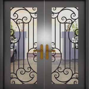 Portes intérieures en fer forgé de luxe, porte en acier et verre sur mesure, porte intérieure décorative moderne pour villa, maison résidentielle et habitation - Product Image 4