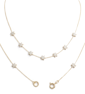 Collier en diamant de laboratoire minimaliste DEF Couleur VS VVS, forme étoile, en or jaune massif 14K, bijoux fins - Product Image 2