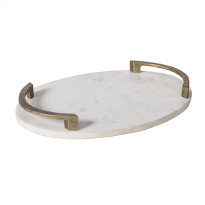 Magnifique plateau de service en marbre avec poignée en laiton doré, accessoire décoratif pour la maison, les mariages et les hôtels, plateaux en laiton et en marbre - Product Image 1