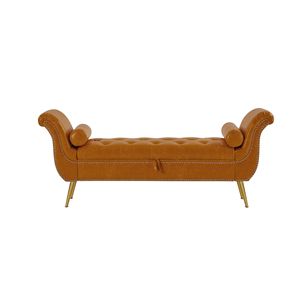 L8118 PU Leather <b>Sofa</b> <b>Stool</b> in Yellow Brown Stylish Ottomans & <b>Stools</b> Product Category - Product Image 1