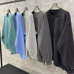 Sweat-shirts grande taille brodés avec logo personnalisé, effet délavé, service OEM/ODM, vêtements d'hiver, sweat-shirts basiques 100% coton - Product Image 5