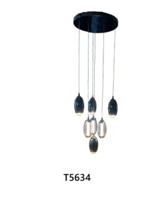 Lustre suspendu ovale moderne en verre noir à LED, hauteur réglable, culot E27, lumière blanc chaud 3500K pour salon - Product Image 5