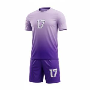 Tenue de football personnalisée 100 % polyester par sublimation, ensemble maillot de football respirant, kit d'entraînement dégradé pour équipe, vêtements de sport pour hommes - Product Image 1