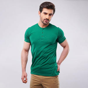 Camiseta Henley de manga corta con cuello redondo para hombre, 100% algodón, corte ajustado, estilo casual, personalizada. - Product Image 4