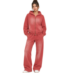 Pantalon de jogging surdimensionné délavé effet soleil pour femme, style streetwear décontracté en mélange de coton, coupe ample, mode vintage - Product Image 3