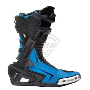 Custom Made Western Summer Square Toe 100% Genuine Leather Motorbike Racing Boots for Men Made in Pakistan Cheap Price OEM - Product Image 3