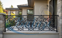 Königliches Schwerlast-Gusseisen Modernes Balkon-Treppengeländer Rahmenlos Verstellbar Rostbeständig UV-geschützt Wasserresistent