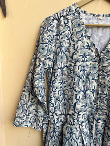 Vestido Indio 2026 de Algodón 100% Estampado a Mano, Cuello en V, Manga Larga, Túnica Casual y Vestido Largo para Mujer, Gran Venta - Product Image 3