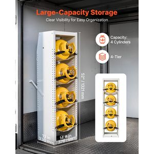 Étagères de garage pour réservoirs de réfrigérant, 4 niveaux, 4 cylindres, 14,8 x 13 x 52 pouces, acier au carbone blanc thermolaqué - Product Image 2