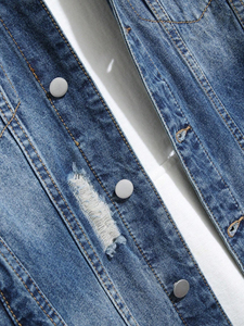 Spring Autumn New Trend Hip Hop <b>Men</b> <b>Denim</b> <b>Jacket</b> 100% Cotton Waterproof Breathable Fleece Casual Ripped Style <b>Men's</b> <b>Jacket</b> - Product Image 6