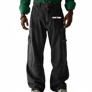 Pantalones Vaqueros Anchos Personalizados con Logotipo, Estilo Y2K, Hip Hop, Streetwear, Transpirables, Tejidos, para Hombre - Product Image 4