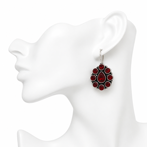 Large Quantity Antique <b>Silver</b> Plated <b>Stud</b> <b>Earrings</b> Women Garnet Pearl Flower Bohemian Style Bezel Setting Trendy Wedding Bulk - Product Image 5
