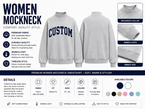 <b>Top</b> Selling Casual Winter/Autumn/Spring/Summer Wear Women <b>Mock</b> <b>Neck</b> Sweatshirt Drop-Shoulder Embroidered Logo Print Fleece - Product Image 3