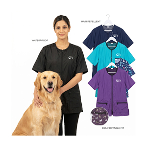 ชุดทำงานสำหรับกรูมมิ่งสัตว์เลี้ยง ซิปเต็มตัว น้ำหนักเบา กันน้ำ เป็นมิตรกับสิ่งแวดล้อม โพลีเอสเตอร์ แขนสั้น แขนยาว |   ตาข่ายระบายอากาศได้ดี - Product Image 5