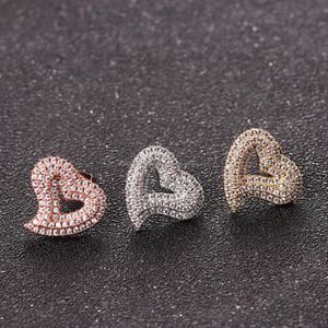 Wholesale 925 <b>Sterling</b> <b>Silver</b> Moissanite Diamond <b>Heart</b> Shaped Stud <b>Earrings</b> Luxury Fashion Jewelry For Retailers And Resellers - Product Image 1