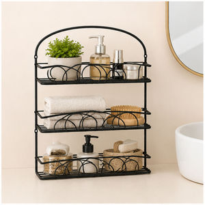 Rust Resistant Finish for Bathroom <b>Towel</b> and toiletries Organizer Minimalist <b>Standing</b> Type Three Tier Metal Storage Rack - Product Image 3