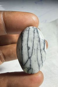 Cabochon de Jaspe Pinolithe Naturel, Pierre Précieuse en Cristal pour Création de Bijoux, Fourniture de Pierres de Guérison, Blanc et Noir - Product Image 4