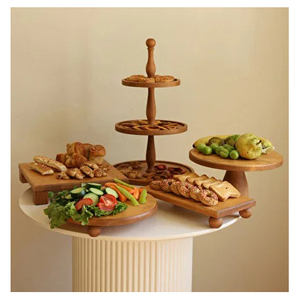Solid Wooden Cake <b>Stand</b> Polished Wooden Cake <b>Stand</b> Fruit <b>Stand</b> Counter Wedding Party Cake <b>Stand</b> Dessert <b>Display</b> Serving Bakery - Product Image 4