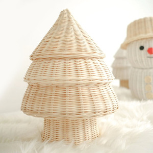 Beautiful white rattan xmas ornaments christmas tree small <b>pine</b> trees table display decoration - Product Image 1