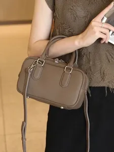 Bolso Boston de Cuero Vacuno Genuino para Mujer, Color Sólido, Diseño de Diseñador, Bolso de Hombro, Bandolera, Bolso Tote para Oficina - Product Image 2