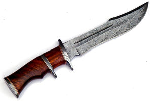 Nouveauté 2026 PRESTIGE BLADES Couteau de chasse et de camping artisanal en acier Damas à pointe tombante, avec étui en cuir personnalisable - Product Image 4