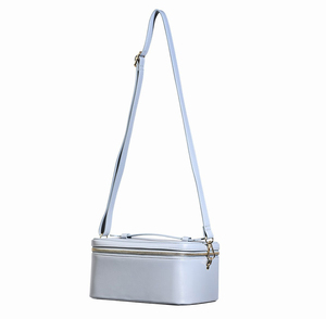 White PU Cosmetic <b>Case</b> Medium Size Zipper Closure Simple Style Soft Handle Portable <b>Makeup</b> Bag - Product Image 5