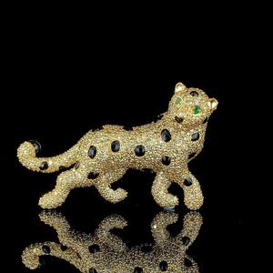 Collier pendentif en argent sterling 925 plaqué or jaune, serti de diamants moissanite VVS, inspiré du panthère, qualité supérieure - Product Image 4