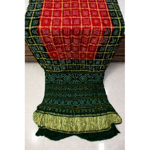 Sari Gharchola Bandhej de Seda Pura Hecho a Mano, Sari Nupcial de Lujo, Ropa Étnica India - Product Image 1