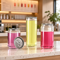 Bocaux transparents en PET pour boissons 250ml 330ml 500ml avec couvercles à pompe pour l'emballage de café, thé, jus et boissons énergisantes