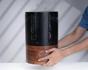 En gros, Brûleur de Bakhoor saoudien en métal noir de type cage, avec base cylindrique en bois de manguier, pour Majlis, Oud, Dakhoon et encens, support de brûleur - Product Image 6