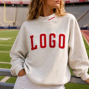 Sudadera Vintage de Talla Grande para Mujer, 100% Algodón, Cuello Alto, Logotipo Personalizado con Parche, Bordado en el Cuello, Estilo Pullover - Product Image 4